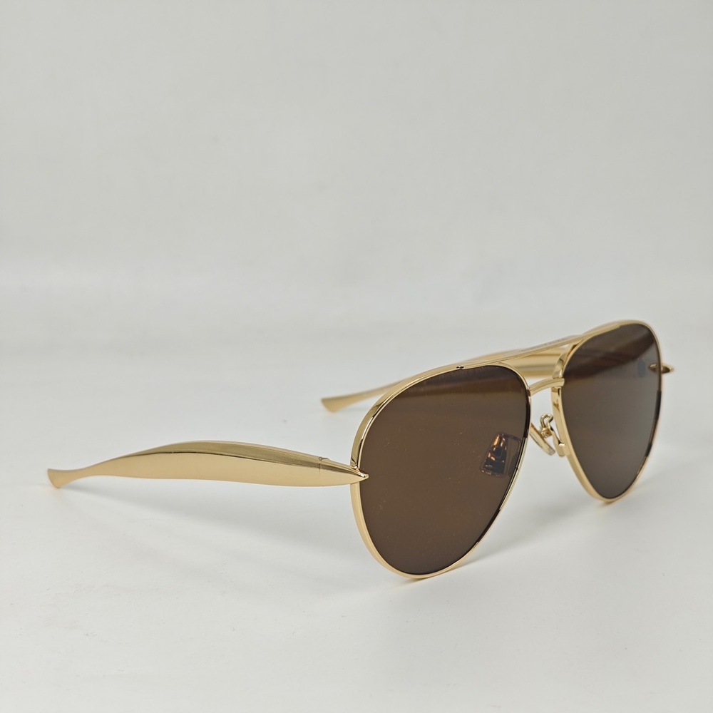 Bottega Veneta Gold and Brown Sunglasses